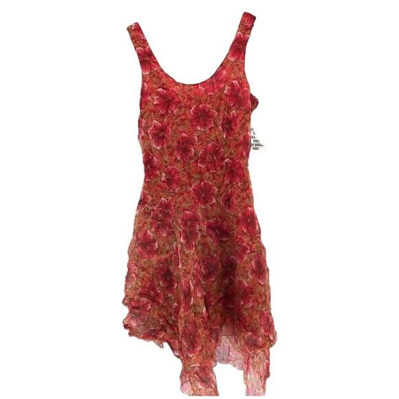 Women’s Size 42 Sa Va Red Silk Floral Dress NWT Italy Galliano Vintage Style - Picture 1 of 5